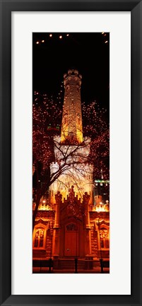 Framed Night, Old Water Tower, Chicago, Illinois, USA Print