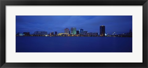 Framed Norfolk, Virginia Skyline at Night Print