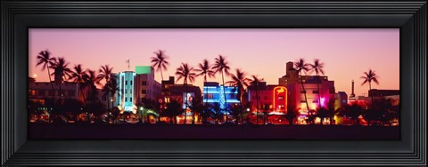 Framed Night, Ocean Drive, Miami Beach, Florida, USA Print