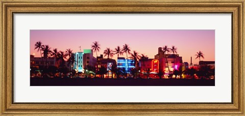 Framed Night, Ocean Drive, Miami Beach, Florida, USA Print