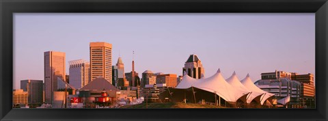 Framed Morning skyline &amp; Pier 6 concert pavilion Baltimore MD USA Print