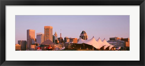 Framed Morning skyline &amp; Pier 6 concert pavilion Baltimore MD USA Print