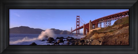 Framed Bridge across the bay, San Francisco Bay, Golden Gate Bridge, San Francisco, Marin County, California, USA Print