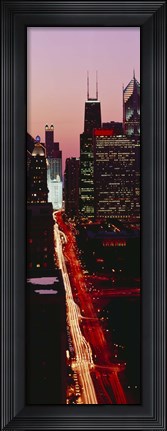 Framed Sunset Aerial Michigan Avenue Chicago IL USA Print