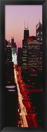 Framed Sunset Aerial Michigan Avenue Chicago IL USA Print