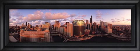 Framed Sun reflecting off skyscrapers, Chicago IL Print
