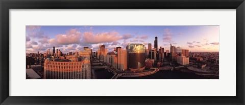 Framed Sun reflecting off skyscrapers, Chicago IL Print