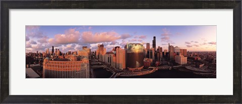 Framed Sun reflecting off skyscrapers, Chicago IL Print