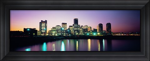 Framed Buildings lit up at dusk, Boston, Suffolk County, Massachusetts, USA Print