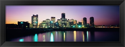 Framed Buildings lit up at dusk, Boston, Suffolk County, Massachusetts, USA Print