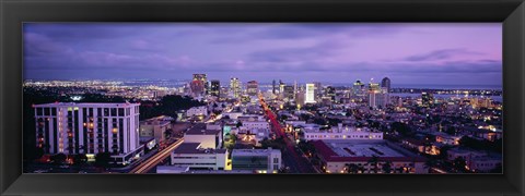 Framed San Diego Skyline at dusk Print