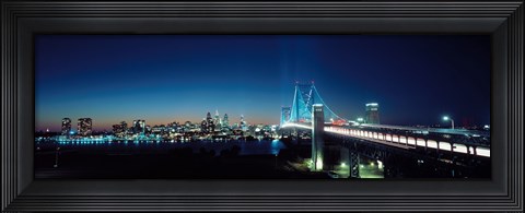Framed Bridge across a river, Delaware Memorial Bridge, Delaware River, Philadelphia, Philadelphia County, Pennsylvania, USA Print