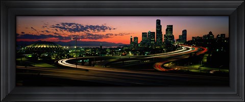 Framed Sunset Puget Sound &amp; Seattle skyline WA USA Print