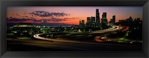 Framed Sunset Puget Sound &amp; Seattle skyline WA USA Print