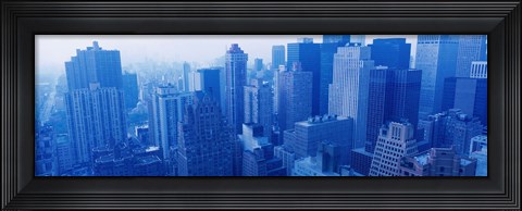 Framed New York Skyscrapers in Blue Print