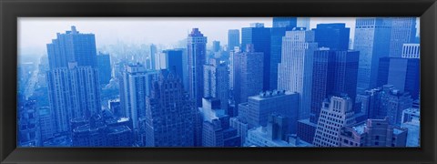 Framed New York Skyscrapers in Blue Print