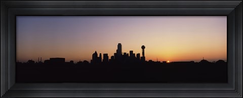 Framed Sunrise Skyline Dallas TX USA Print