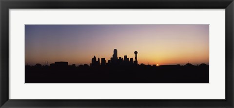 Framed Sunrise Skyline Dallas TX USA Print