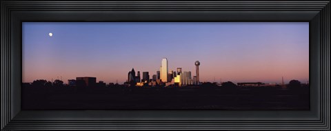 Framed Sunset Skyline Dallas TX USA Print