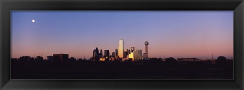 Framed Sunset Skyline Dallas TX USA Print