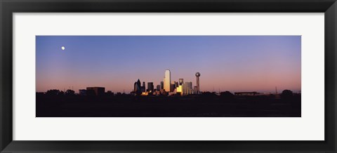 Framed Sunset Skyline Dallas TX USA Print