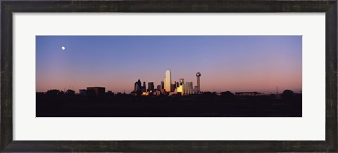 Framed Sunset Skyline Dallas TX USA Print