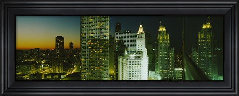 Framed Close-Up of Chicago at Night Print