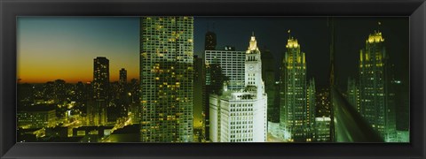 Framed Close-Up of Chicago at Night Print