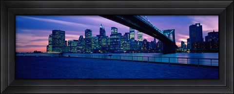 Framed Panoramic View of New York City with Purple Sky Print
