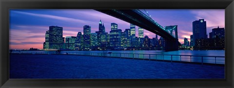 Framed Panoramic View of New York City with Purple Sky Print