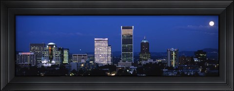 Framed USA, Oregon, Portland, moon, night Print