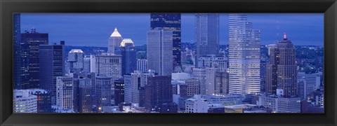 Framed Buildings in a city lit up at dusk, Pittsburgh, Pennsylvania, USA Print