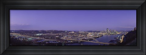 Framed Aerial view of a city, Pittsburgh, Allegheny County, Pennsylvania, USA Print