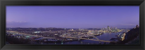 Framed Aerial view of a city, Pittsburgh, Allegheny County, Pennsylvania, USA Print