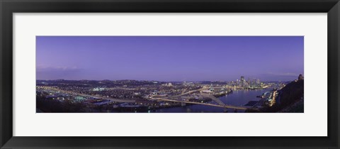 Framed Aerial view of a city, Pittsburgh, Allegheny County, Pennsylvania, USA Print