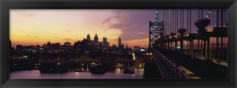 Framed Bridge over a river, Benjamin Franklin Bridge, Philadelphia, Pennsylvania, USA Print