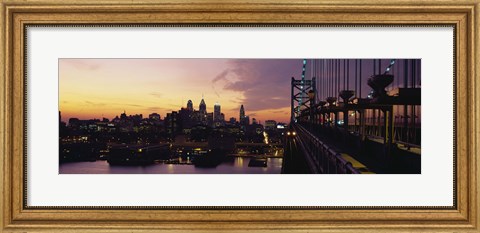 Framed Bridge over a river, Benjamin Franklin Bridge, Philadelphia, Pennsylvania, USA Print