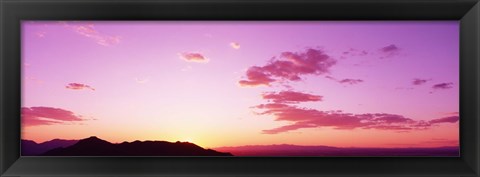 Framed Silhouette of mountains at sunset, South Mountain Park, Phoenix, Arizona, USA Print