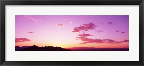 Framed Silhouette of mountains at sunset, South Mountain Park, Phoenix, Arizona, USA Print