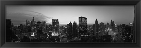 Framed Black and White View of Chicago Skyline Print