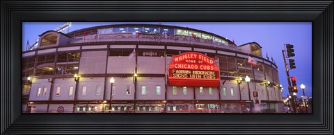 Framed Wrigley Field at night, USA, Illinois, Chicago Print