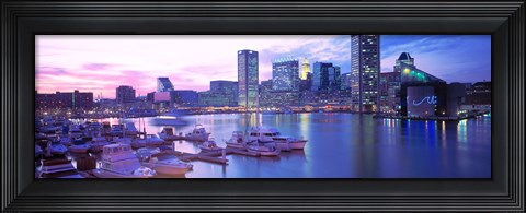Framed Sunset, Inner Harbor, Baltimore, Maryland, USA Print