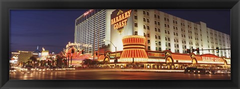 Framed USA, Nevada, Las Vegas, Buildings lit up at night Print