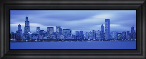 Framed Chicago Skline at Dusk (blue) Print