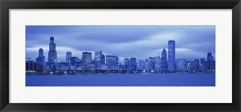 Framed Chicago Skline at Dusk (blue) Print