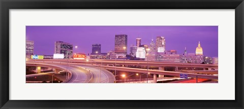 Framed USA, Georgia, Atlanta, Skyline at dusk Print