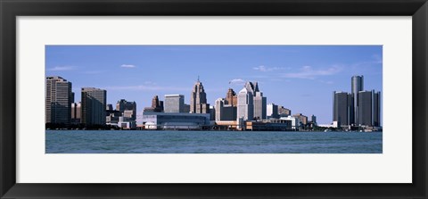 Framed Detroit Waterfront, Michigan Print