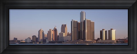 Framed Detroit, Michigan Daytime Skyline Print