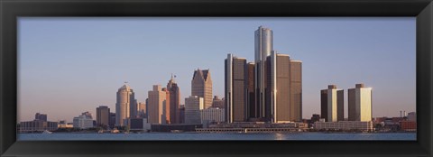 Framed Detroit, Michigan Daytime Skyline Print