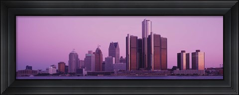 Framed Detriot, Michigan with Purple Sky Print